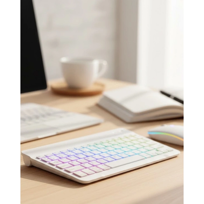 Çoklu Cihaz Uyumlu Kablosuz Klavye Mouse Seti Aydınlatmalı