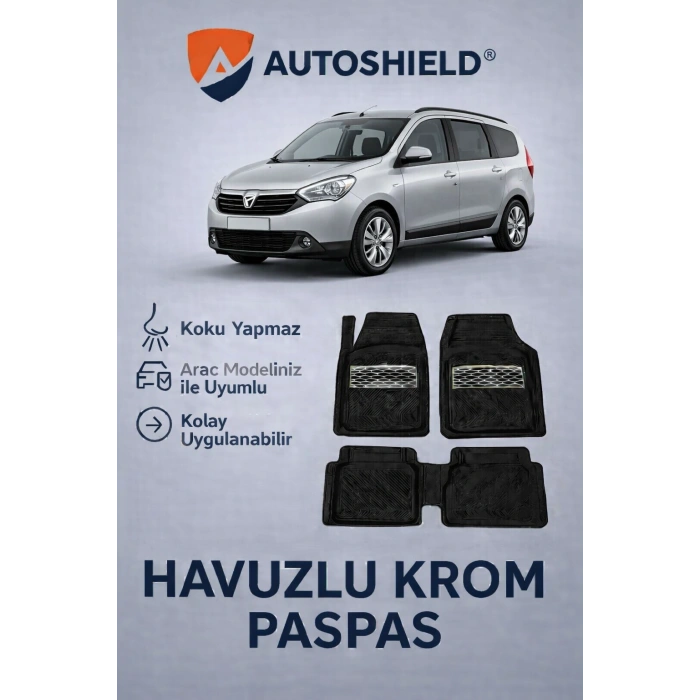 Dacia Sandero Serisi Tüm Modeller İle Uyumlu Universal Derin Havuzlu Paspas Krom Karbon
