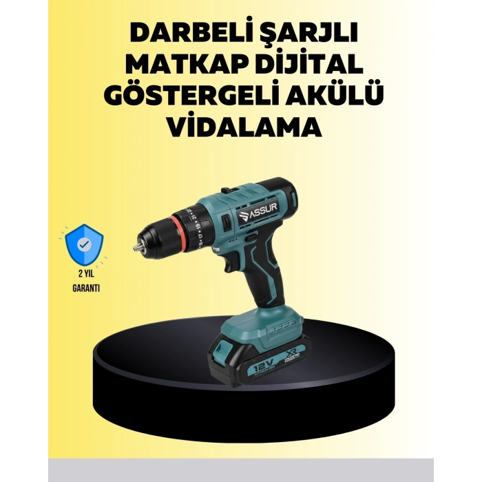 Dijital Ekranlı Matkap Seti Çift Akülü