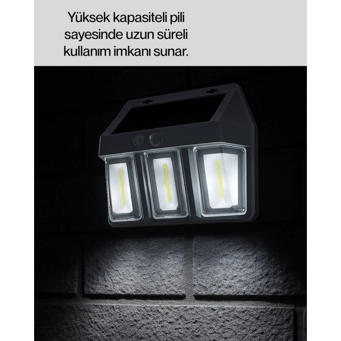 Dış Mekan Solar Duvar Lambası – 120° Hareket Algılama, 3 Işık Modu