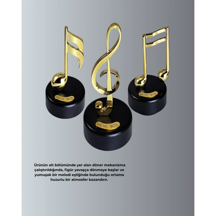 Dönen Sol Anahtarı Figürlü Müzik Kutusu Şık Hediyelik Dekor