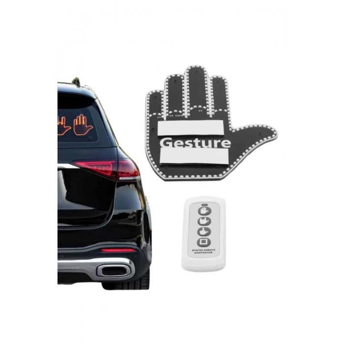 El Orta Parmak Led Kumandalı Araç İçi Reflektör Arka Cam El Simgesi