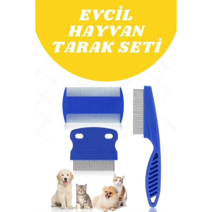 Evcil Hayvan Tarak Seti 4lü Bit Tarağı Ked Köpek Tüyüne Uygun