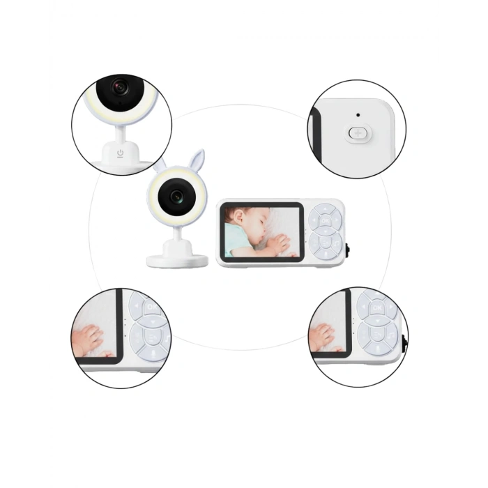 Gece Görüşlü Bebek Telsizi Besleme Hatırlatıcılı Lcd Ekran