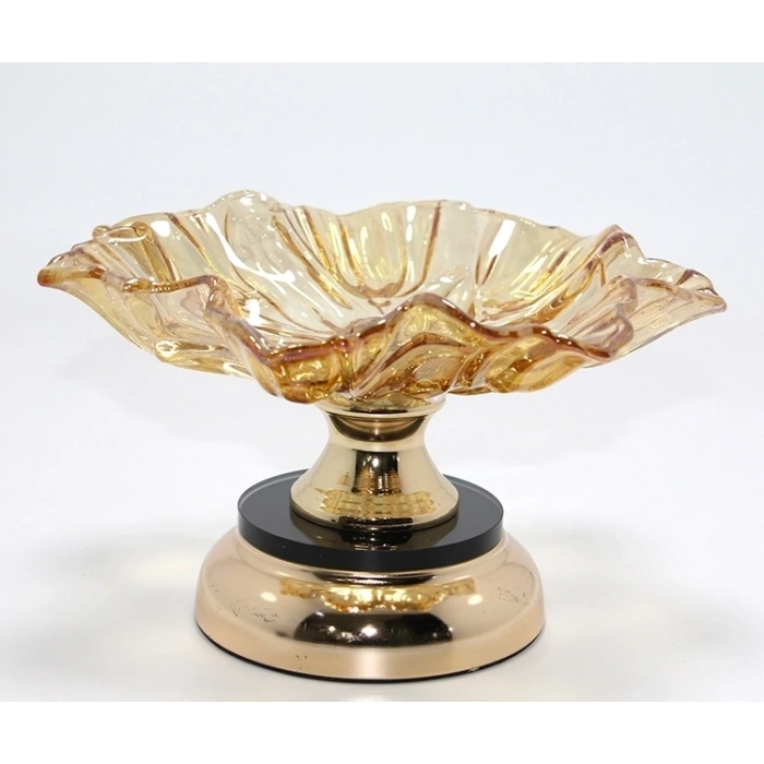 Gold Detaylı Ayaklı Dekoratif Cam Sunumluk Alk4887