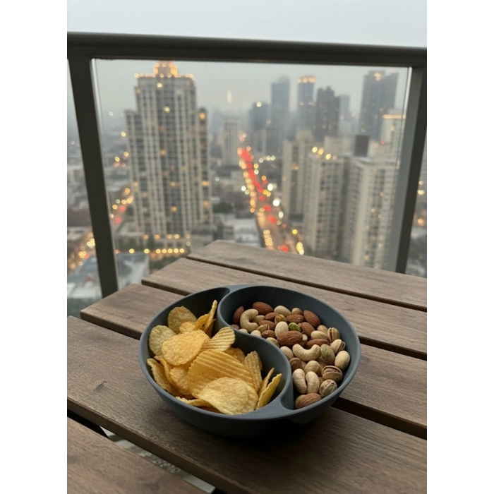 Gri Çerezlik Kase Seti Modern Bölmeli Sunum Tasarımı