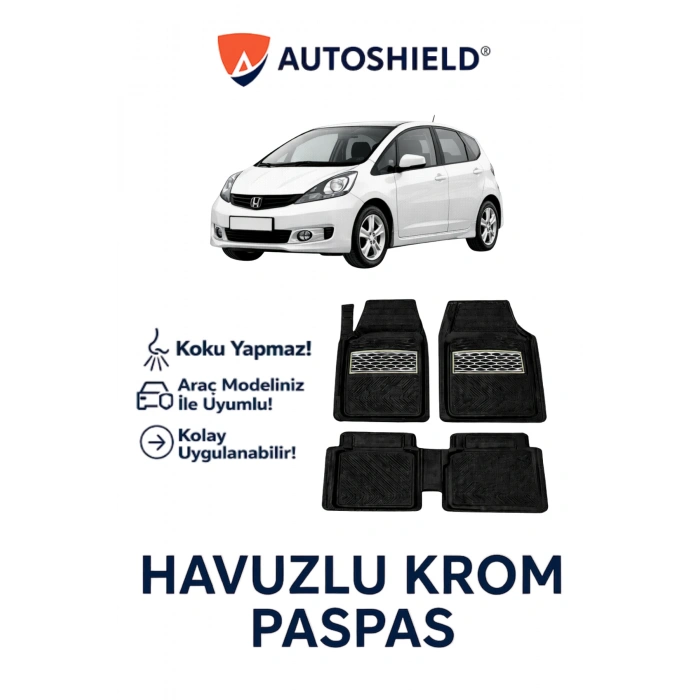 Honda Jazz Serisi Tüm Modeller İle Uyumlu Universal Derin Havuzlu Paspas Krom Karbon