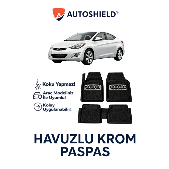 Hyundai Elantra Serisi Tüm Modeller İle Uyumlu Universal Derin Havuzlu Paspas Krom Karbon