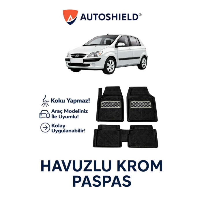 Hyundai Getz Serisi Tüm Modeller İle Uyumlu Universal Derin Havuzlu Paspas Krom Karbon