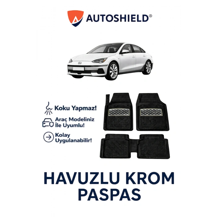 Hyundai İoniq 6 Serisi Tüm Modeller İle Uyumlu Universal Derin Havuzlu Paspas Krom Karbon