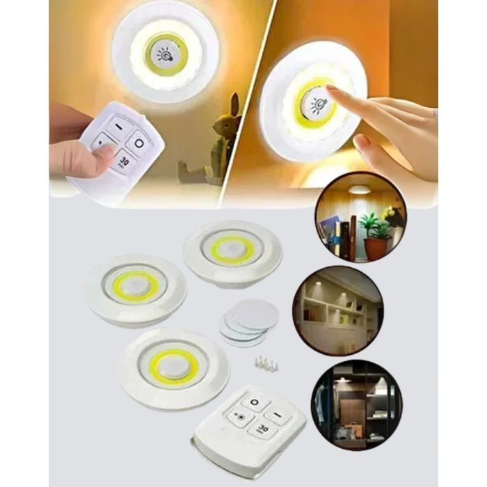 Kablosuz Gün Işığı 3’lü Led Spot Lamba Kumandalı