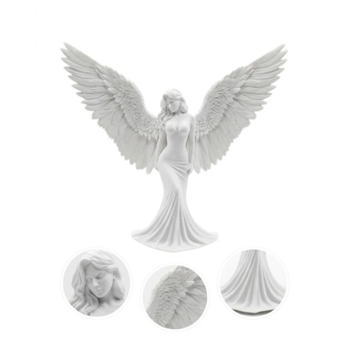 Kanatlı Melek Figürü 3d Baskı Dekoratif Heykel Biblo Ev Ofis Aksesuarı