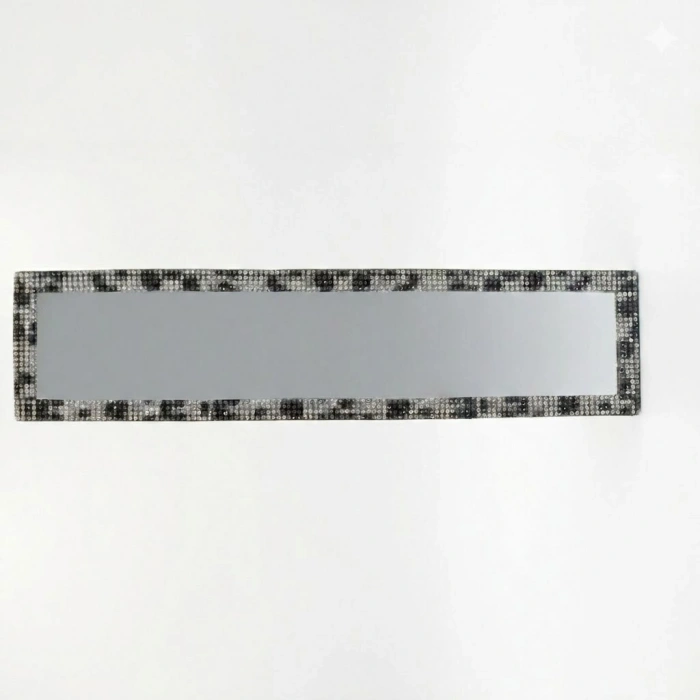 Kristal Taşlı İç Dikiz Aynası Tırnaklı Ayna 29,5x7cm Leopar Desenli