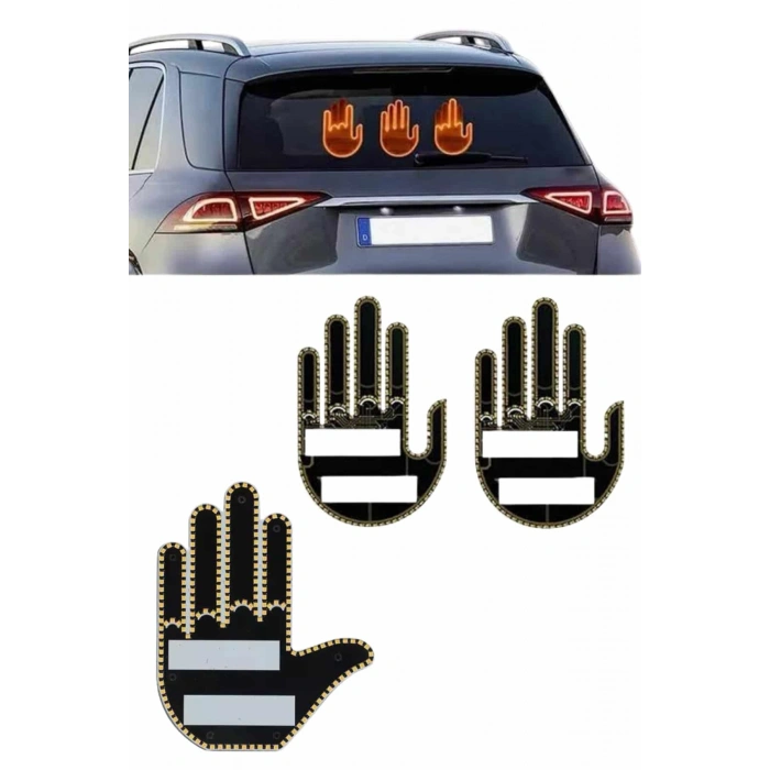 Kumandalı El Led Araba İçi 4 Farklı Mod El Orta Parmak Led