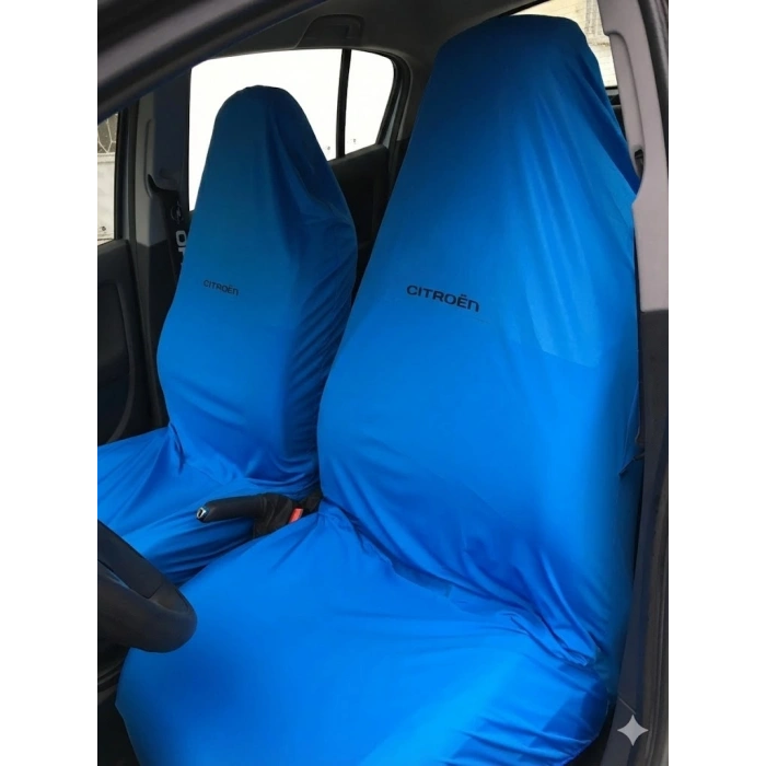 Likralı Kumaş Servis Kılıfı Ön 2li Citroen Yazılı Mavi