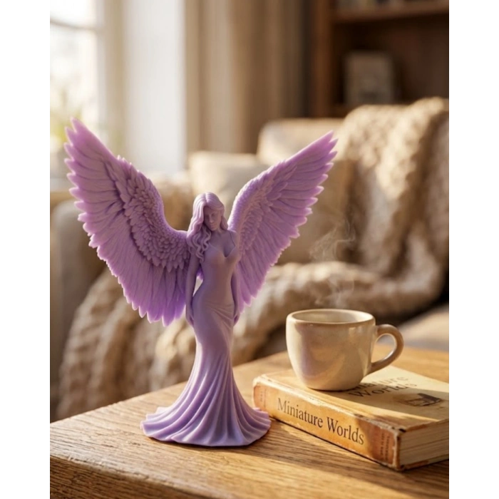 Lila Melek Biblo 3d Dekoratif Angel Figür Ev Aksesuarı