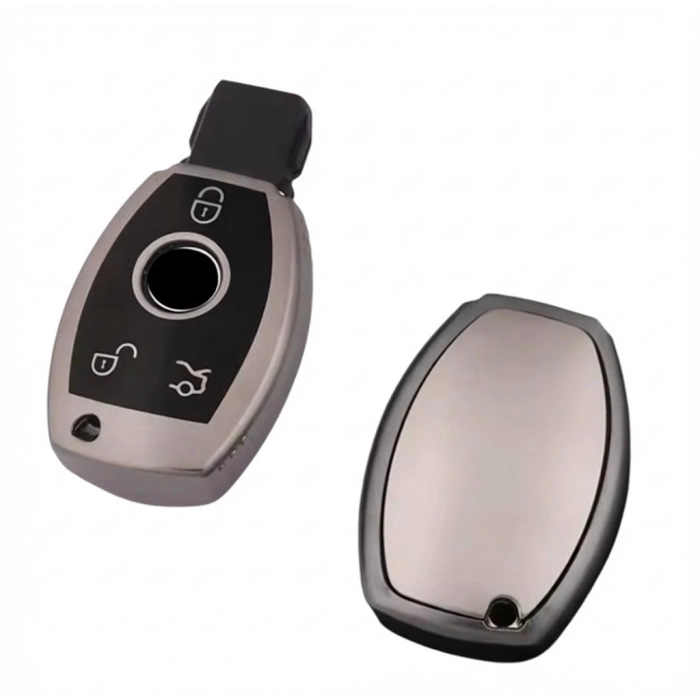 Mercedes E Seri Uyumlu Smart 3 Buton Silikon Oto Anahtar Kumanda Kabı Kılıf Gri