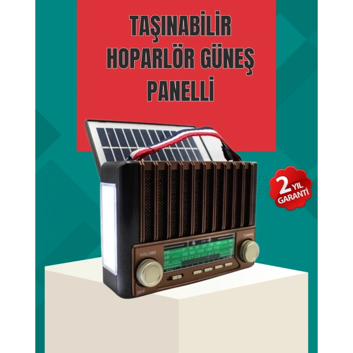 Nostaljik Tasarımlı Solar Şarjlı Radyo Am Fm Sw Ve Bluetooth