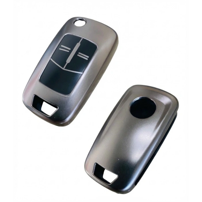 Opel Corsa D Astra H Vectra C Zafira B Uyumlu Sustalı Silikon Oto Anahtar Kumanda Kabı Kılıf Gri