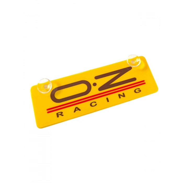 O.Z Racing Sarı Dekor Plaka Vantuzlu Cam Süsü 22x7.5cm
