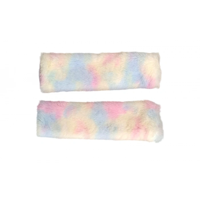 Peluş Seyahat Emniyet Kemer Pedi Kılıfı 2li Gökkuşağı