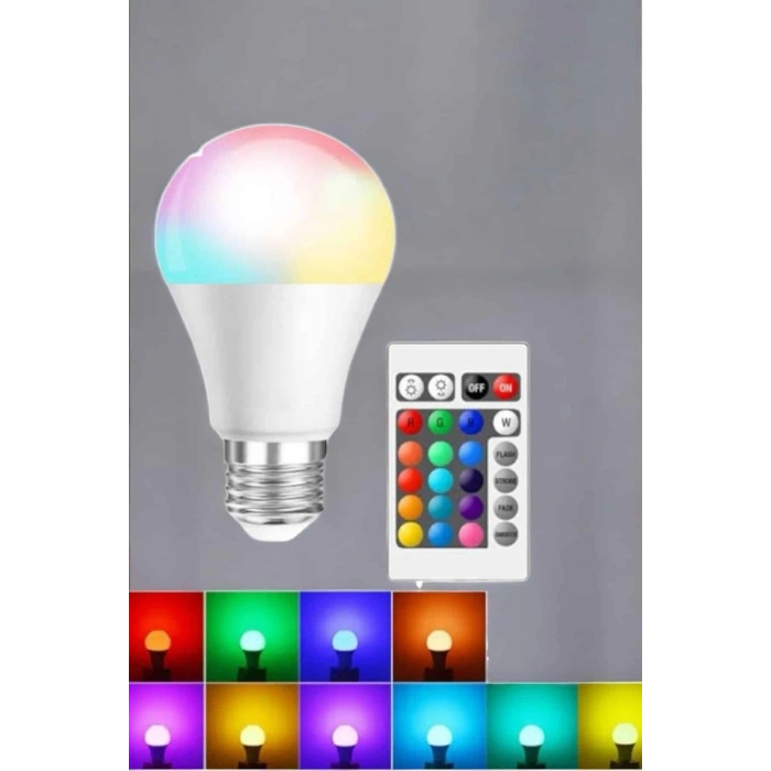 Rgb Led Lamba Led Işık Ampul Renk Değiştirebilen 100 Watt