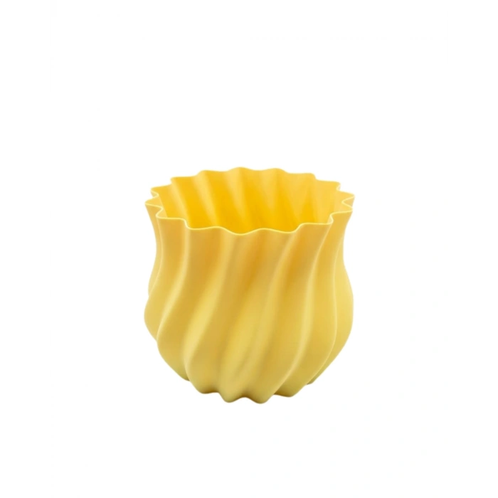 Sarı Kıvrımlı 3d Vazo Es Modern Ev Ve Ofis Dekoru