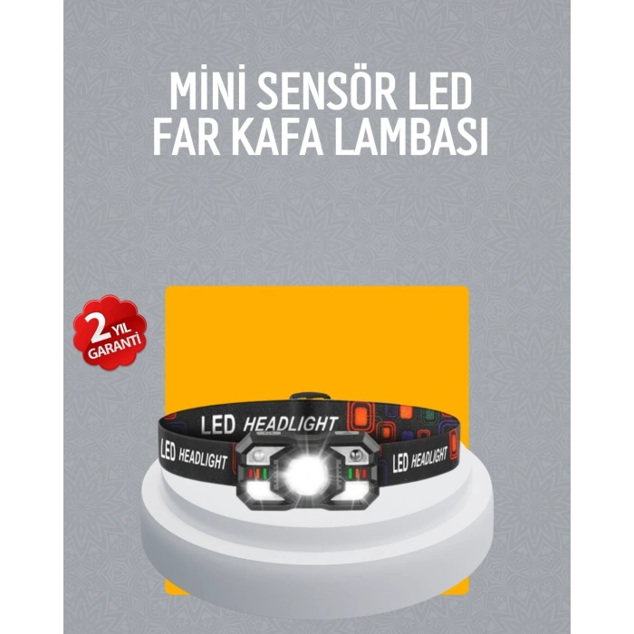 Şarj Edilebilir Led Far Hareket Sensörlü 5 Modlu Outdoor