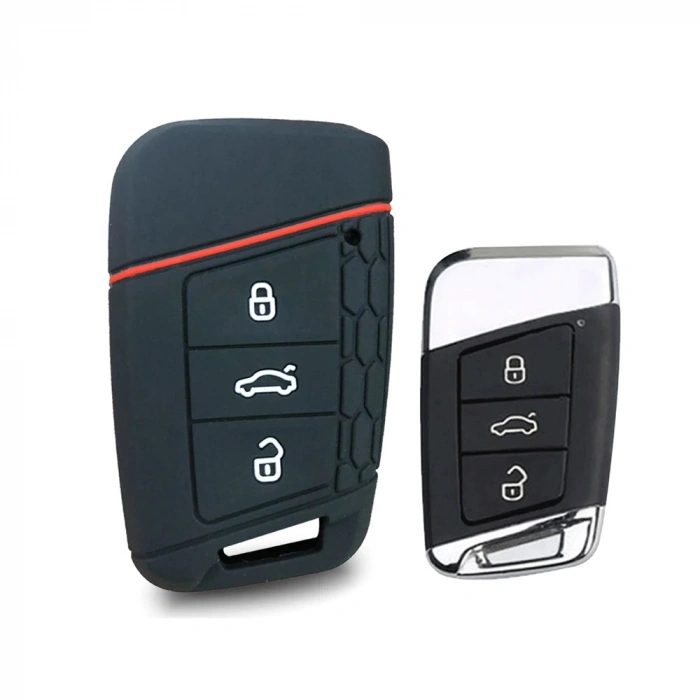 Skoda Octavia Karoq Kodiaq Uyumlu Silikon Oto Anahtar Kumanda Kabı Siyah