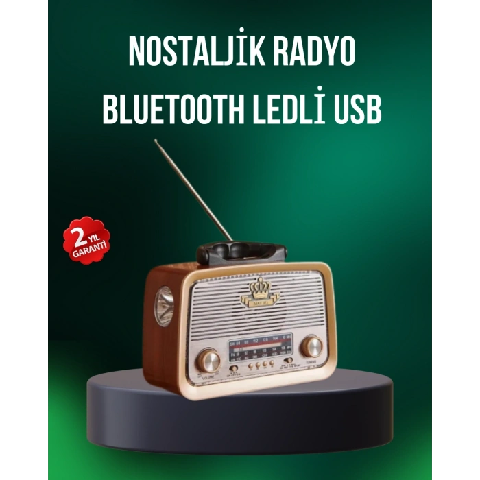 Taşınabilir Nostalji Radyo Bluetooth Usb Aux Girişli
