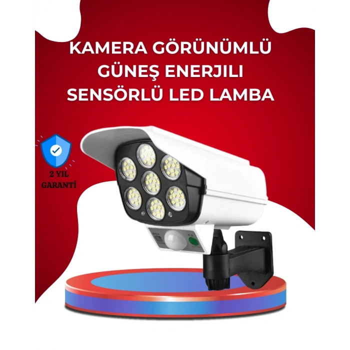 Uzaktan Kumandalı Güneş Enerjili Led Güvenlik Lambası Kamera Tipi Hareket Sensörlü