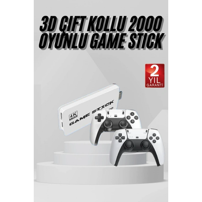 Yeni Nesil 3d 4k 2000 Oyunlu Game Stick Oyun Konsolu Çift Konsol