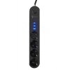 4lü Siyah Anahtarlı 3 Usb Li Akım Korumalı Topraklı Çocuk Korumalı Grup Priz 2 Metre