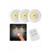 Dolap Işığı Mutfak Rafı Işığı Uzaktan Kumandalı 3 Lü Spot Led Lamba