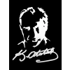 K.Atatürk Silüetli İmzalı Oto Sticker Beyaz 19x15cm