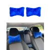 Yumuşak Peluş Ortopedik Araba Seyahat Boyun Yastığı 2li Mavi