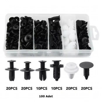 100 Parça Universal Oto Tampon Trim Döşeme Plastik Raptiye Klips Seti