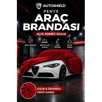 Alfa Romeo Giulia Penye Araç Brandası Kumaş Garaj Brandası Oto Koruma Örtüsü Kırmızı