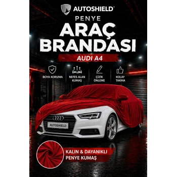 Audi A4 Sedan Penye Araç Brandası Kumaş Garaj Brandası Oto Koruma Örtüsü Kırmızı