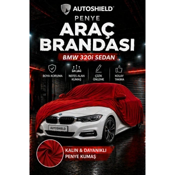 BMW 320i Sedan Penye Araç Brandası Kumaş Garaj Brandası Oto Koruma Örtüsü Kırmızı
