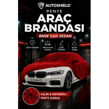 BMW 520i Sedan Penye Araç Brandası Kumaş Garaj Brandası Oto Koruma Örtüsü Kırmızı