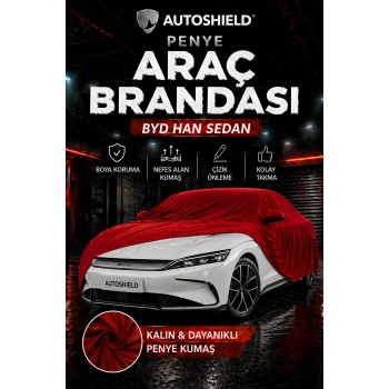 BYD Han Sedan Penye Araç Brandası Kumaş Garaj Brandası Oto Koruma Örtüsü Kırmızı