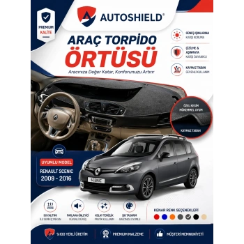 Renault Scenic 3 Torpido Örtüsü (2009-2016) Tam Uyumlu | Ön Göğüs Koruma Önleyici Gri