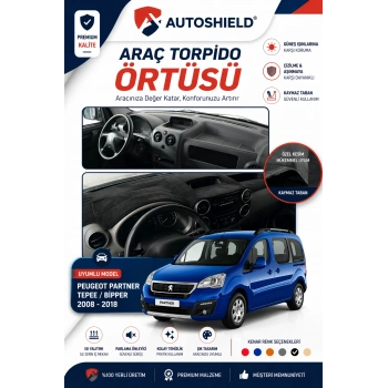 Peugeot Tepee (2008-2018)  Torpido Örtüsü (2018-204) Tam Uyumlu | Ön Göğüs Koruma Önleyici Mavi