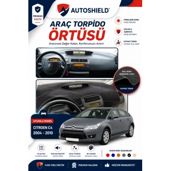 Citroen C4 (2004-2009) Torpido Örtüsü Tam Uyumlu | Ön Göğüs Koruma Önleyici Gri