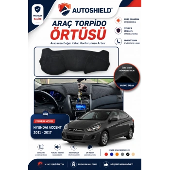 Hyundai Accent Blue (2011-2017) Torpido Örtüsü Tam Uyumlu Ön Göğüs Koruma Önleyici Siyah