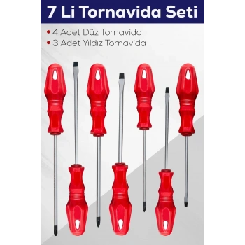 7li Tornavida Seti (4  Düz Tornavida 3  Yıldız Tornavida)