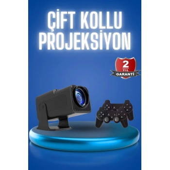 Android Projeksiyon Siyah Taşınabilir Sinema Projektörü 4k 1080p Ev Sineması Bluetooth