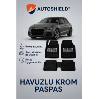 Audi A1 Serisi Tüm Modeller İle Uyumlu Universal Derin Havuzlu Paspas Krom Karbon