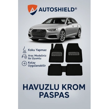Audi A4 Serisi Tüm Modeller İle Uyumlu Universal Derin Havuzlu Paspas Krom Karbon